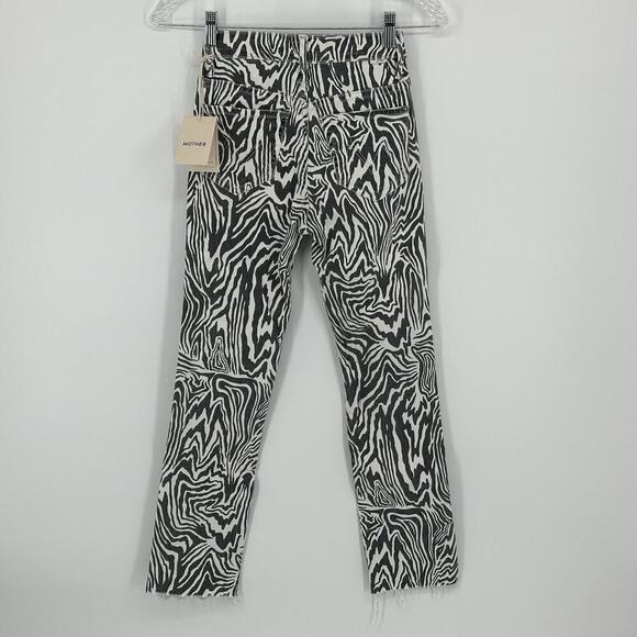 NWR Mother High Waisted Rascal Ankle Fray Hoofin' It Zebra Skinny Jeans Sz 23x27 - Picture 11 of 16